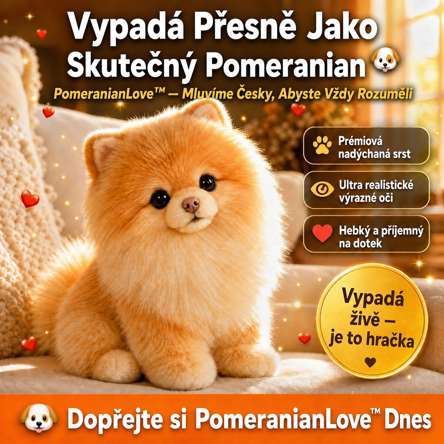 Realistický Plyšový Pejsek PomeranianLove™