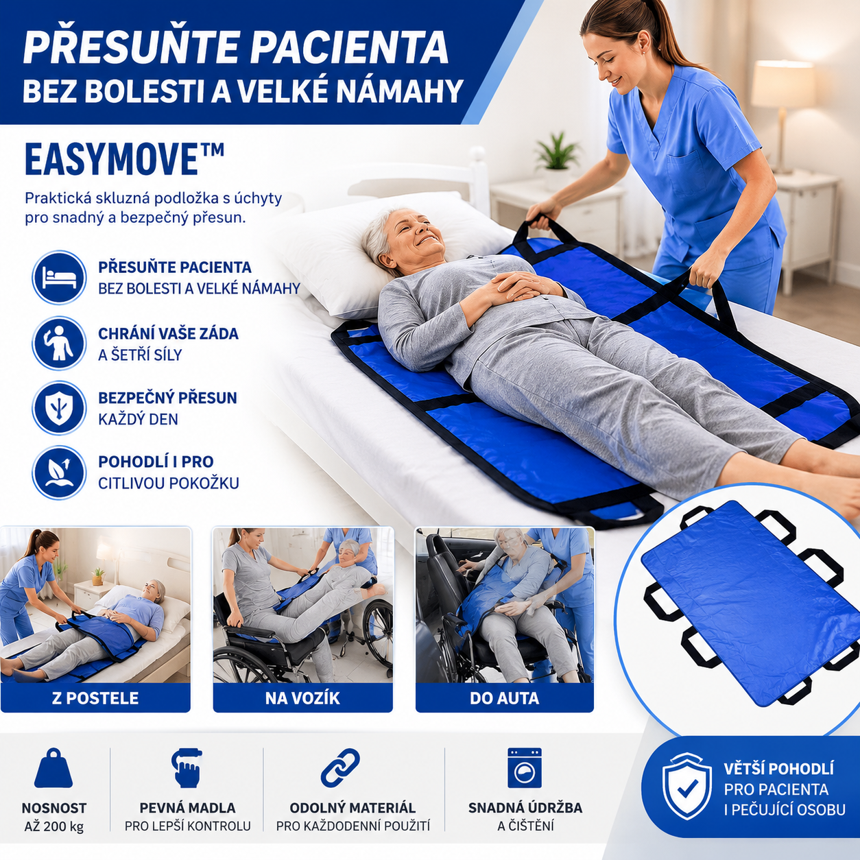 Přenosná Podložka Pro Přesun Pacientů EasyMove™