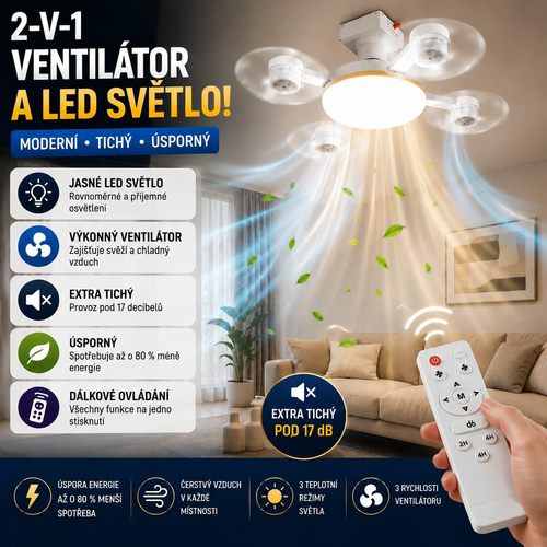 Stropní Ventilátor S LED Světlem CoolLight™