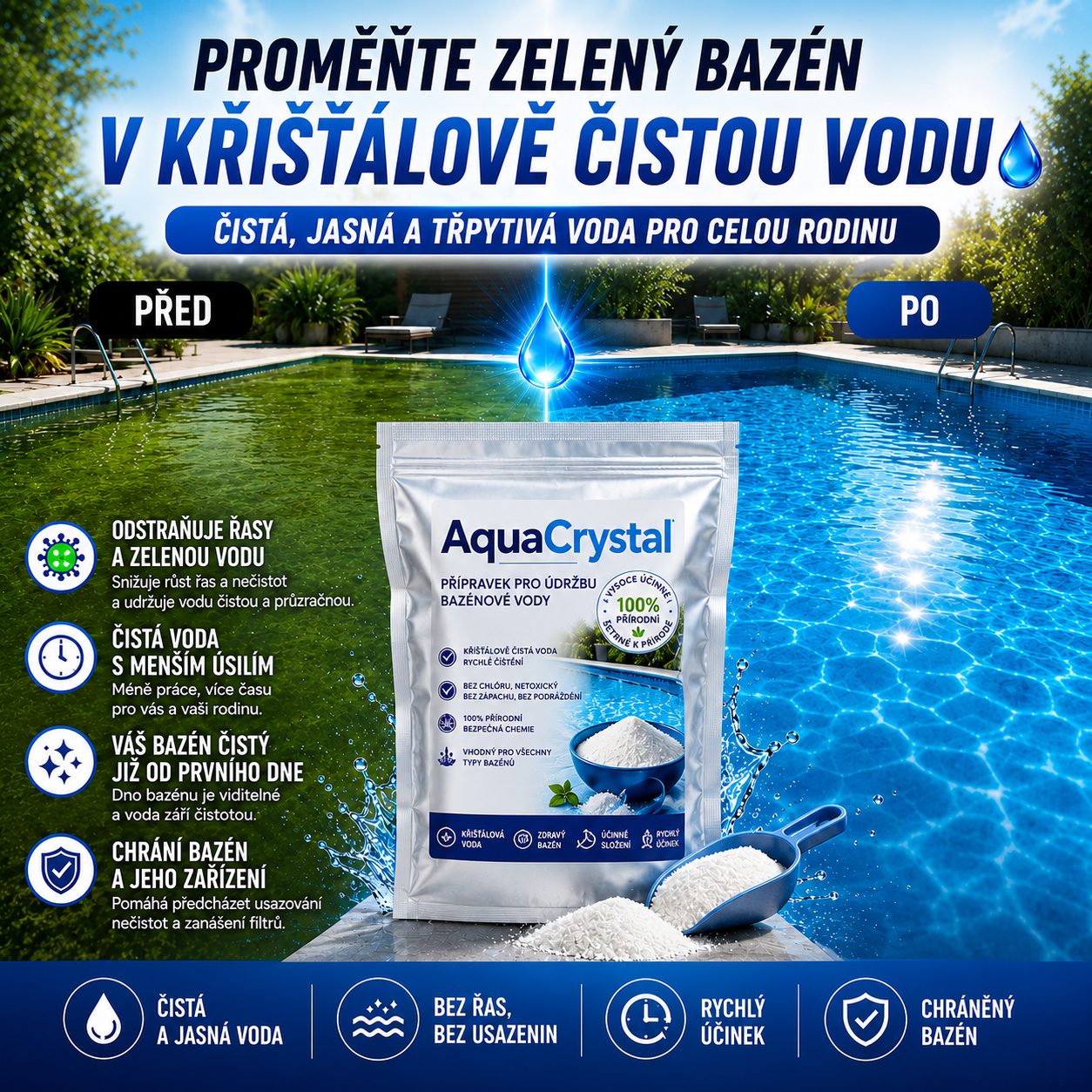 Čistič Bazénové Vody – AquaCrystal™